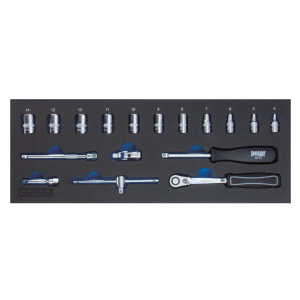 1/4” Topnøglesæt i mm - 12-kant