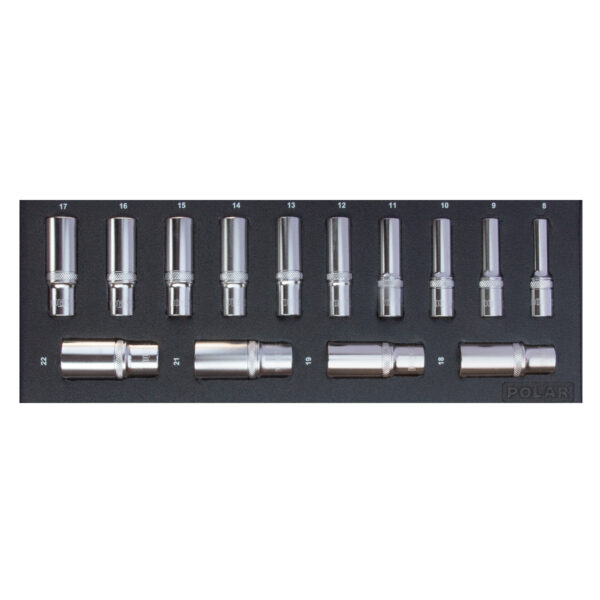 3/8” Topnøglesæt i mm - 12-kant