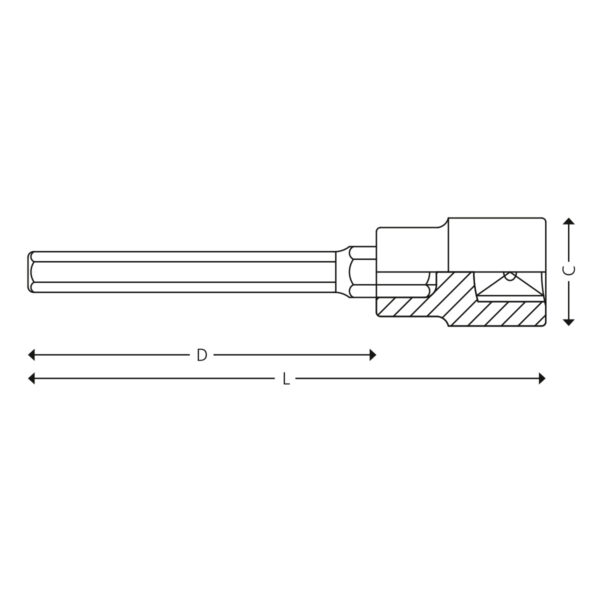 1/2” Lange bitstoppe for 6-kant skruer i tommer - Image 2