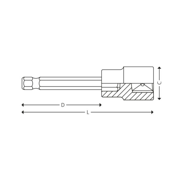 1/2” Bitstoppe for 6-kant skruer m. kuglehoved - Image 2